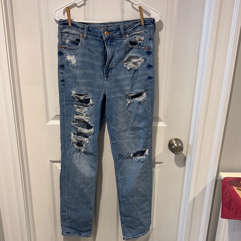 American Eagle Outfitters Ripped Blue Boyfriend Jeans